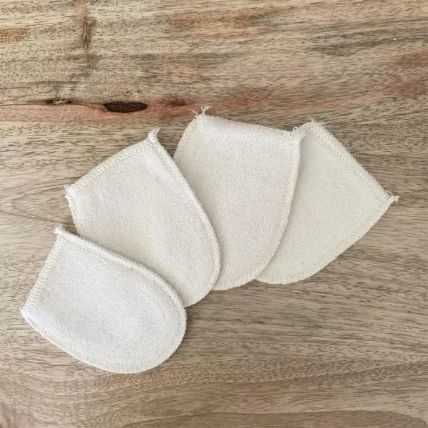 Lot de 4 mini gants à démaquiller réutilisables en coton bio